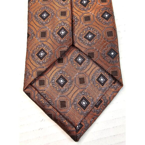 Jos. A. Bank Signature Collection Silk Tie Geometric Orange Black Mens Accessory - Picture 6 of 7